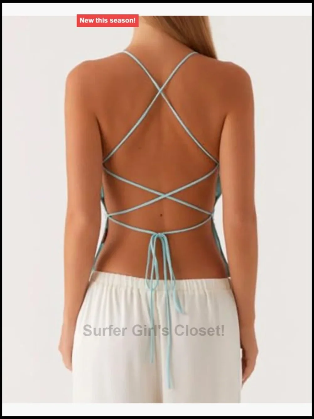 Y2K Sequin Rhinestone Criss Cross Straps Crop Cami V Neck Backless Halter Tank